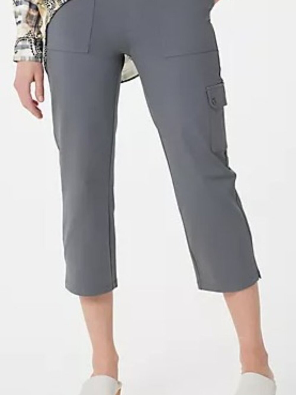 Susan Graver Weekend Gray Cropped Knit Cargo Pants